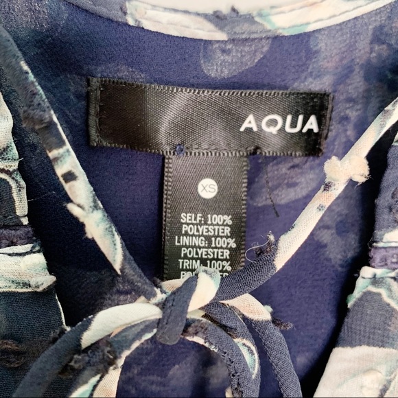 Aqua short sleeve cold shoulder tie front blouse - Picture 3 of 11